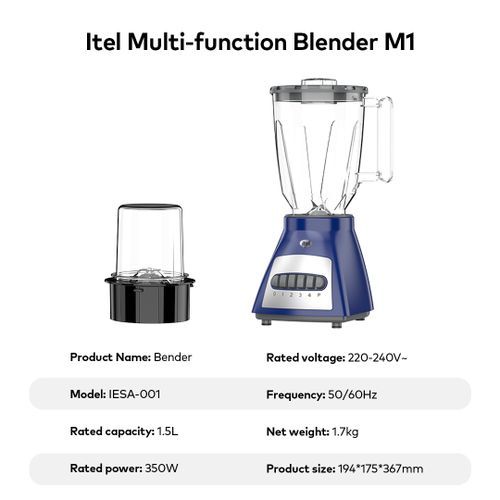 itel 350W M1 Blender (1.5L) Pure Copper Motor