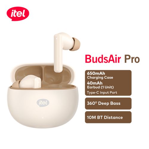 itel TWS BudsAir Pro Earphones Earbuds Bluetooth5.4ENC WHITE
